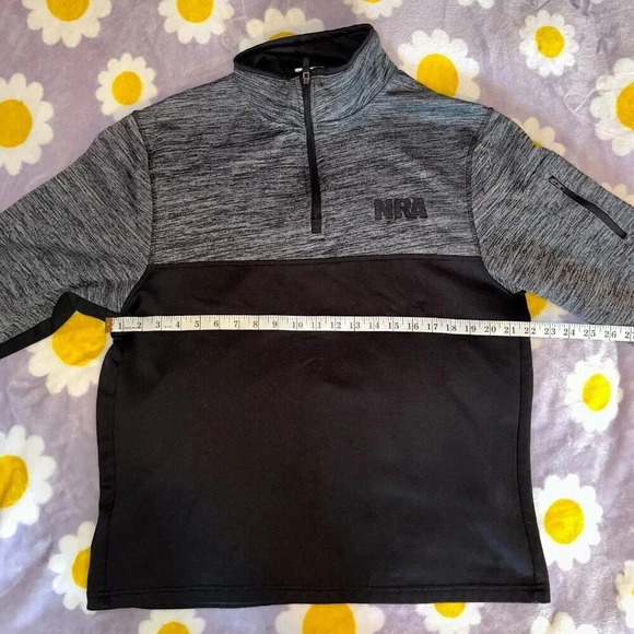 NRA Men's Large 1/4 Zip Fleece Pullover Black Gray Jacket Shirt Long Sleeve - Picture 4 of 5